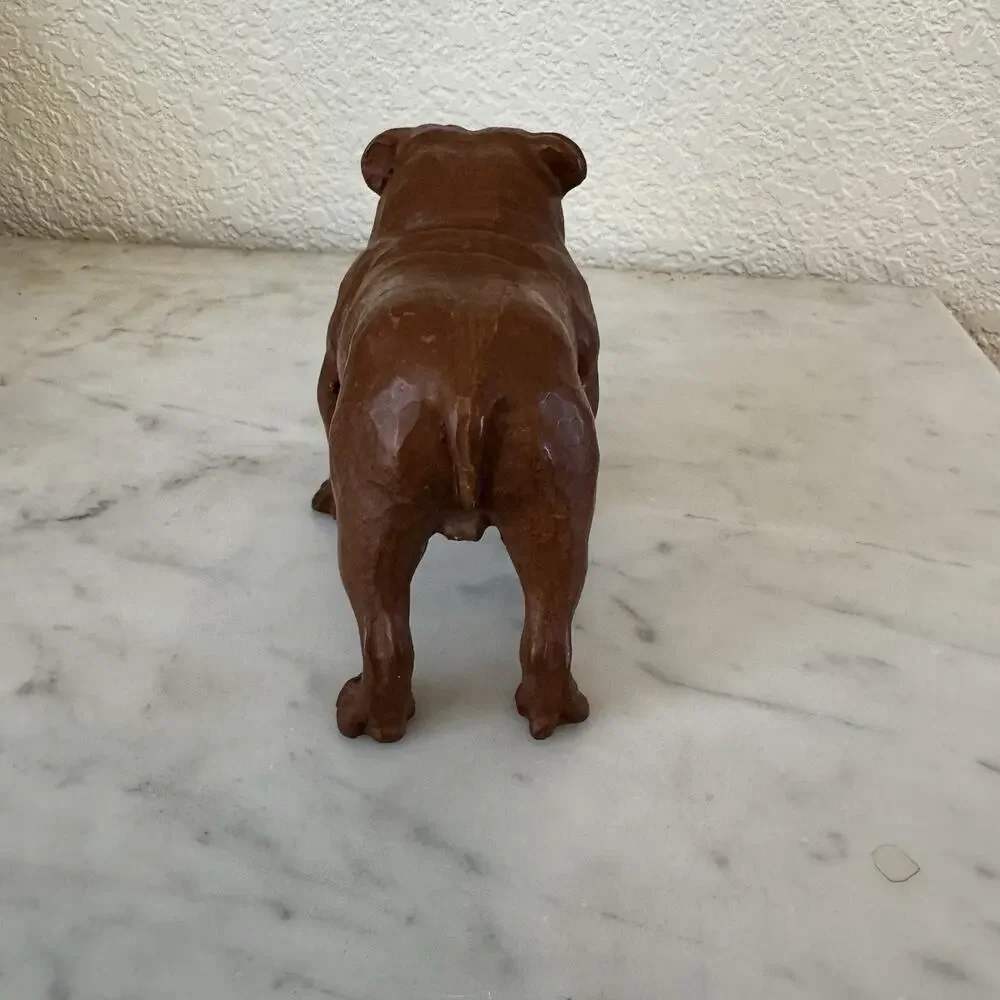 Vintage Red Mill Standing English Bulldog Pecan Shell Resin Art‎ Brown Dog.